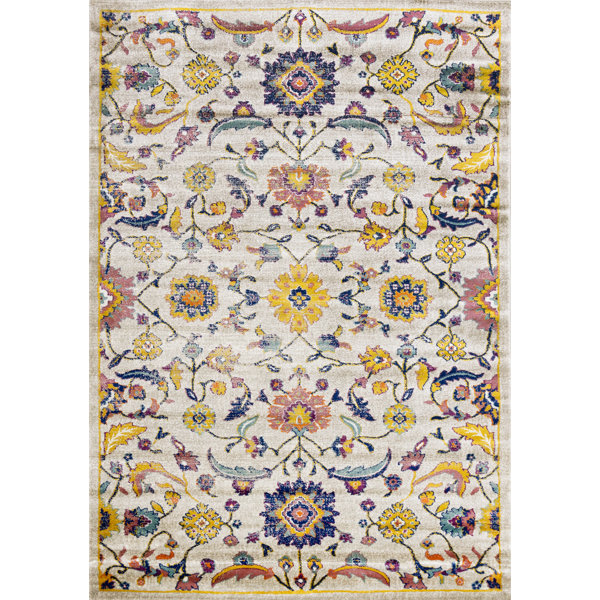 Alcott Hill® Breckenridge Power Loom Performance Beige/Blue/Red Rug
